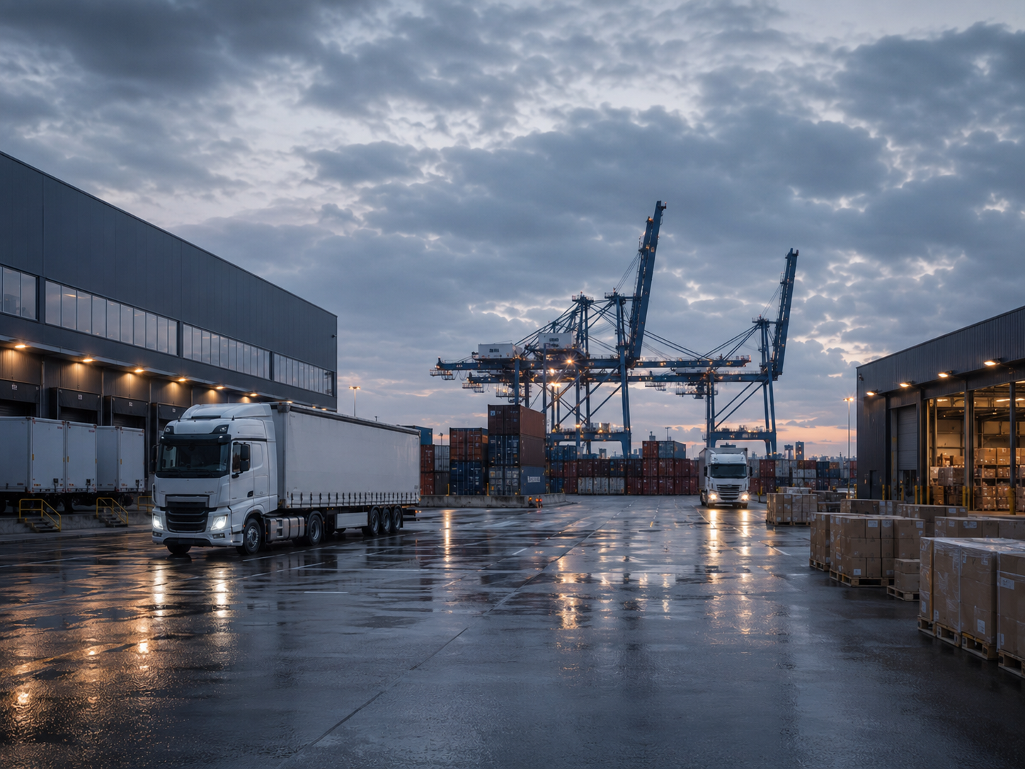 International transport and terminal logistics in a port environment
